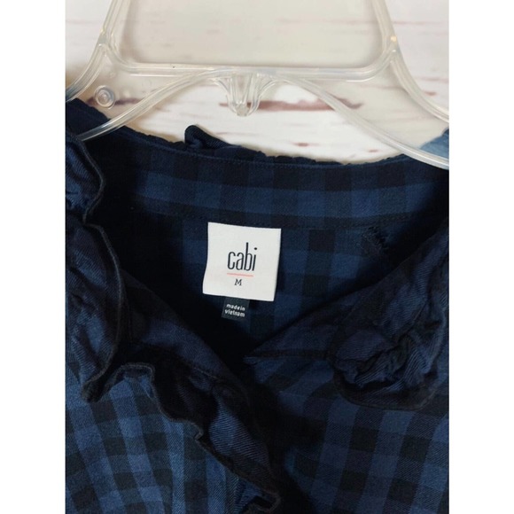 CAbi Women's M Medium Blue Black Aberdeen Shirt #3961 Buffalo Plaid Button Top - Picture 5 of 12